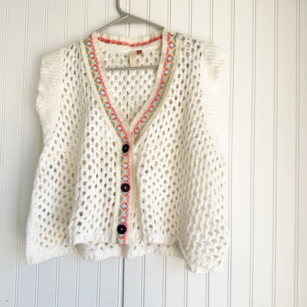 Anthropologie PILCRO size L Cropped Crochet Shrug - Picture 4 of 7